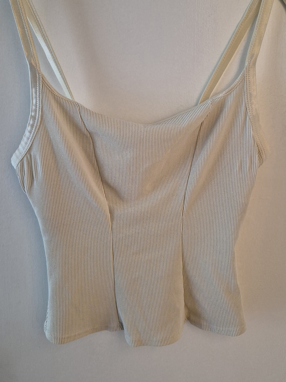 Papillon Blanc Sleeveless Ribbed Tank Top in Cream
